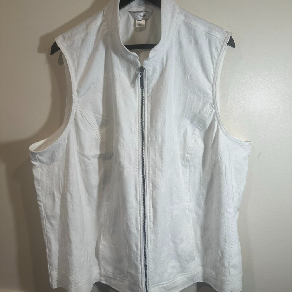 CJ Banks White Textured Vest Size 3X